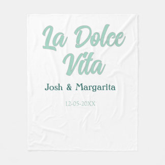 La Dolce Vita grün blau Pastell Name Datum Hochzei Fleecedecke