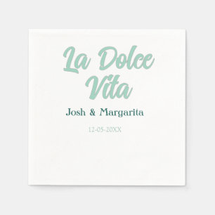 La Dolce Vita grün blau Pastell Name Datum Hochzei Serviette