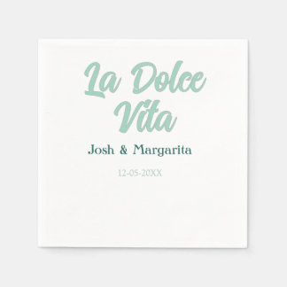 La Dolce Vita grün blau Pastell Name Datum Hochzei Serviette