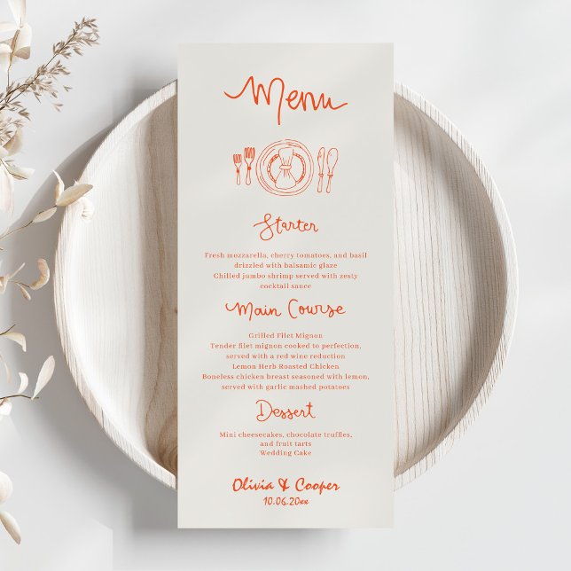 La Dolce Vita Hand Drawn Wedding Menükarte (Von Creator hochgeladen)