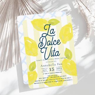 La Dolce Vita Hand-Painted Lemon Bridal Shower Einladung