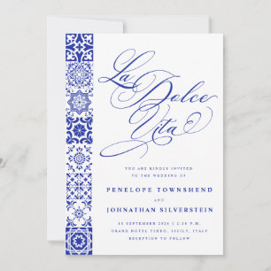 La Dolce Vita Invitation de mariage carreaux bleus
