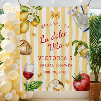 La Dolce Vita Italian Bridal Shower Party Backdrop Wandteppich