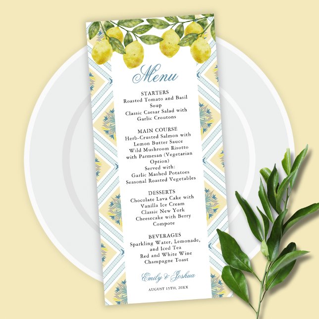 La Dolce Vita Italian Citrus Lemon Wedding Menükarte (Von Creator hochgeladen)