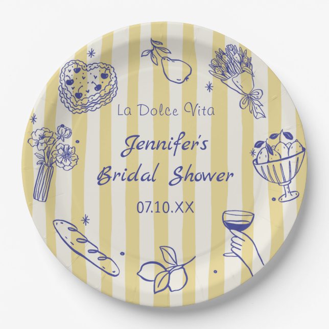 La Dolce Vita Italian Lemon Bridal Shower Pappteller (Vorderseite)