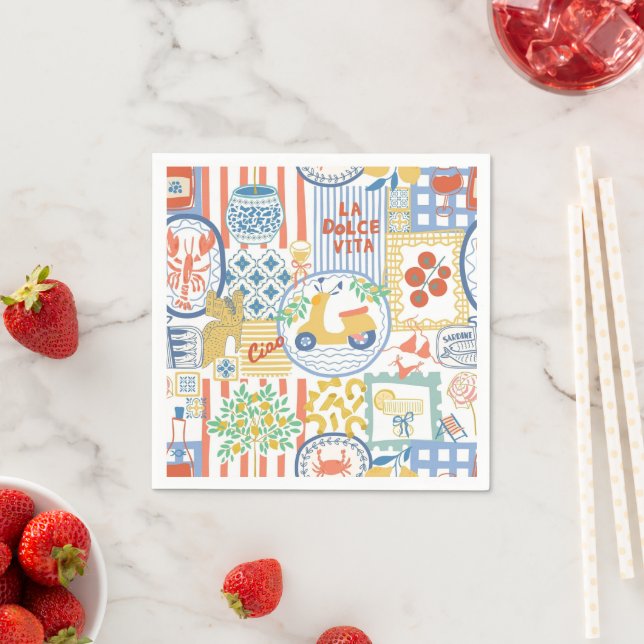 La Dolce Vita Italian Summer Lemons Mediterranean  Serviette (Beispiel)