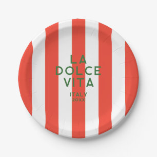La Dolce Vita Italien Rote Cabana Pappteller
