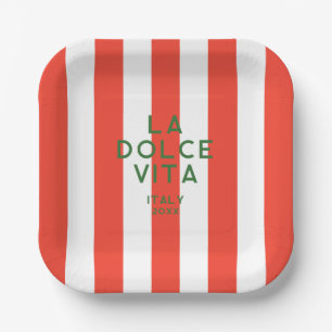La Dolce Vita Italien Rote Cabana Pappteller