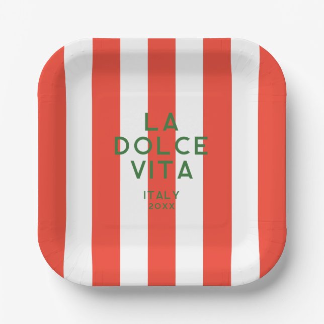 La Dolce Vita Italien Rote Cabana Pappteller (Vorderseite)