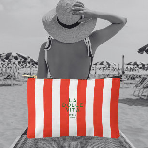 La Dolce Vita Italien Zielort Red Cabana Streifen Zubehörtasche