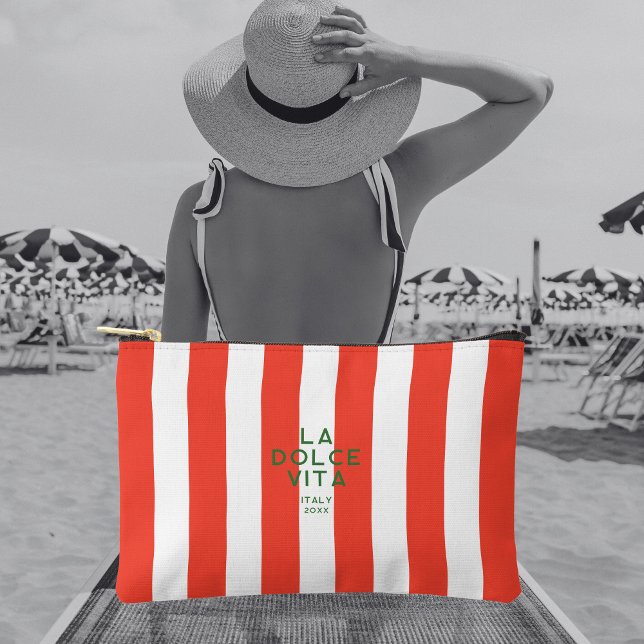 La Dolce Vita Italien Zielort Red Cabana Streifen Zubehörtasche (Von Creator hochgeladen)