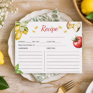 La Dolce Vita Italienische Brautparty-Rezept Begleitkarte
