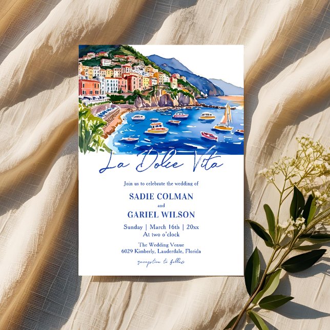 La Dolce Vita Italienische Hochzeit an der Küste v Einladung (Von Creator hochgeladen)