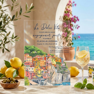 La Dolce Vita Italienische Riviera Verlobungsfeier Acryleinladungen