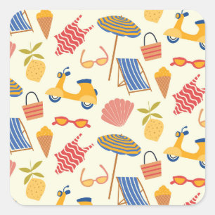 La dolce Vita Italienisches Sommer Strand Muster Quadratischer Aufkleber