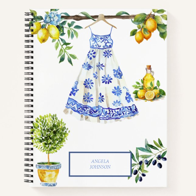La Dolce Vita Lemon Blue Italien Notizbuch (Vorderseite)