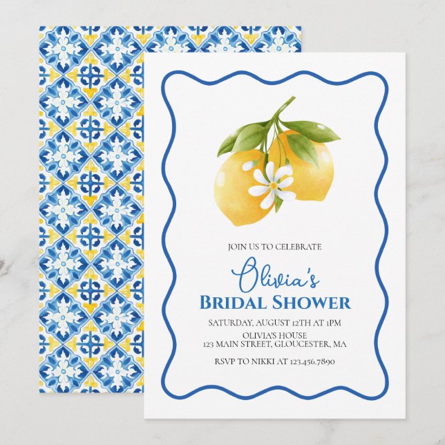 La Dolce Vita Lemon Brautparty Einladung (Vorne/Hinten)