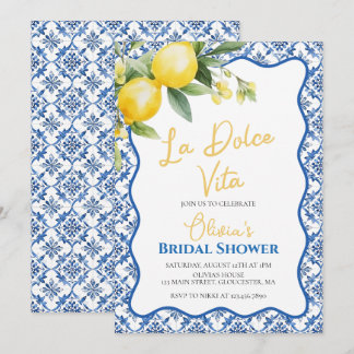 La Dolce Vita Lemon Brautparty mit Blumenstrauß im Einladung
