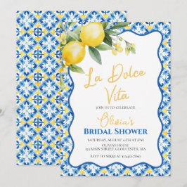 La Dolce Vita Lemon Brautparty mit Blumenstrauß im Einladung