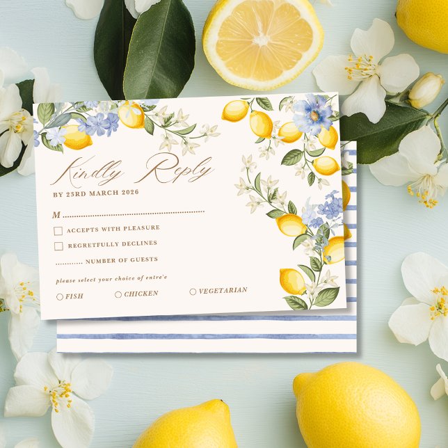 La Dolce Vita Lemon Citrus Mediterranean Wedding RSVP Karte (Von Creator hochgeladen)