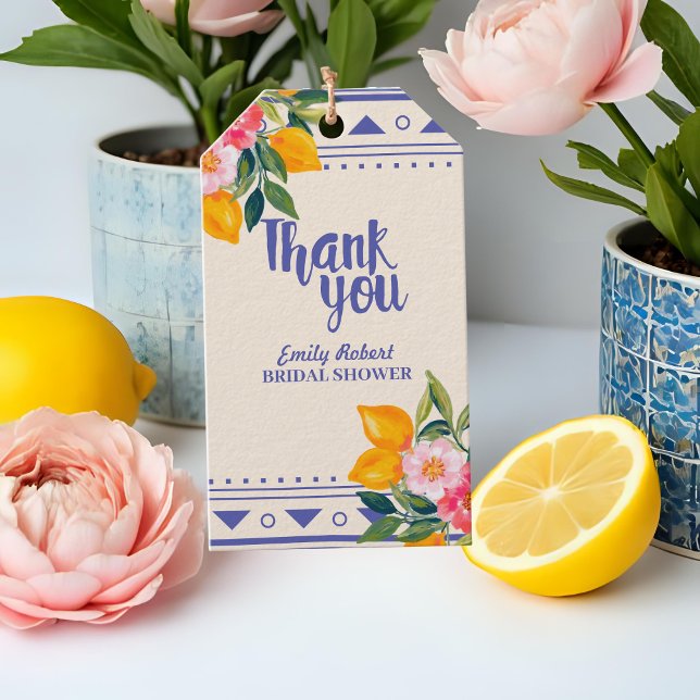 La Dolce Vita Lemon Floral Brautparty Gefallen Geschenkanhänger (Von Creator hochgeladen)