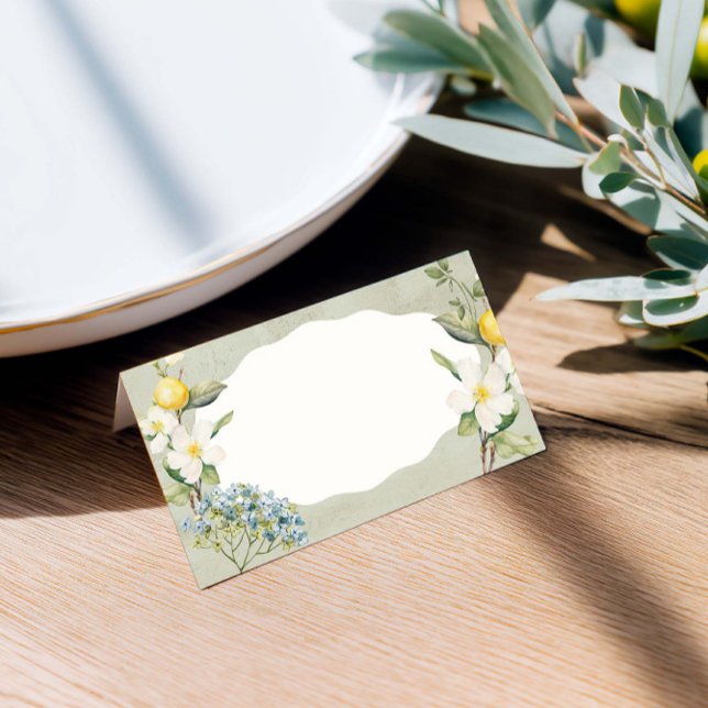 La Dolce Vita Lemon Floral geflochtene Platzkarte (Lemon floral wedding place card—adds charm while guiding guests to their seats.)