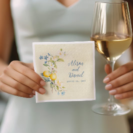 La Dolce Vita Lemon Floral Wedding Napkins Serviette