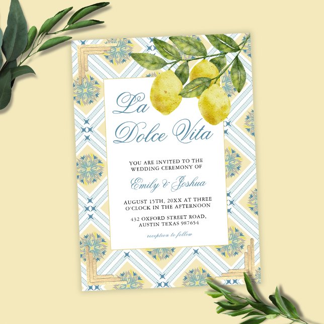 La Dolce Vita Lemon Italienische Hochzeit Einladung (Von Creator hochgeladen)