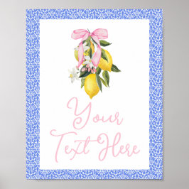 La Dolce Vita Lemon Pink Bow Baby Dusche Poster