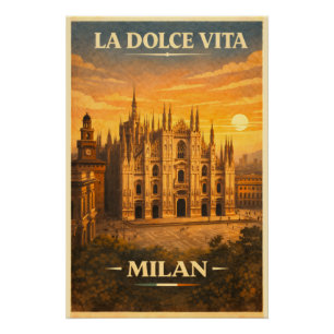 La Dolce Vita - Mailand Vintage Reiseplakat Poster