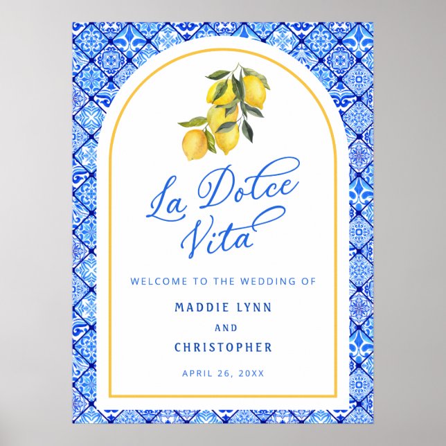 La Dolce Vita Mediterranean Wedding Welcome Poster (Vorne)