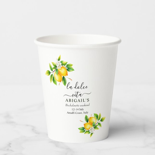 La Dolce Vita Mittelmeer Bacheloretto Pappbecher (Rückseite)