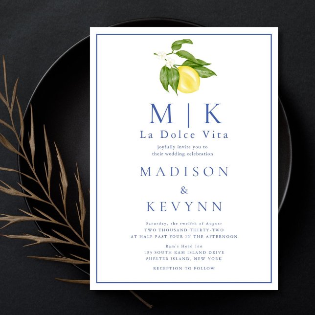 La Dolce Vita Orange und Blue Classic Wedding Einladung (Von Creator hochgeladen)