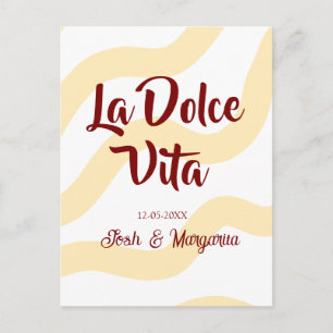 La Dolce Vita Pfirsich-Hochzeitspaar Name Mauve Postkarte