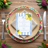 La Dolce Vita rayures bleues citrons cartes menu