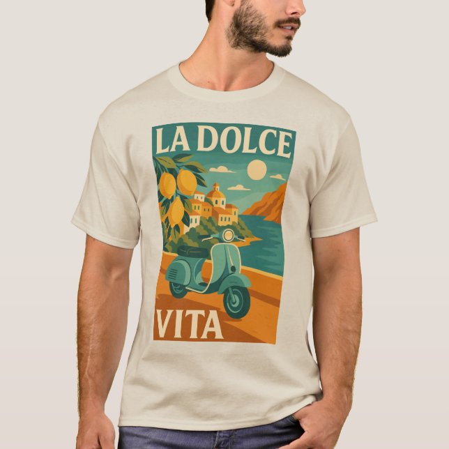 La Dolce Vita – Retro Italian Coast Travel T-Shirt (Vorderseite)