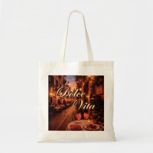 La Dolce Vita Rom Trastevere Nachtillustration Tragetasche