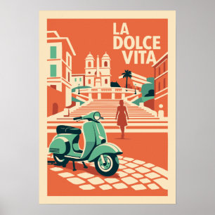 La Dolce Vita Rom Vintage Reiseplakat Italien Kuns Poster