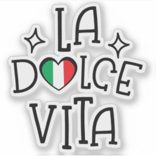 La Dolce Vita Süße italienische Flagge Herz Aufkleber