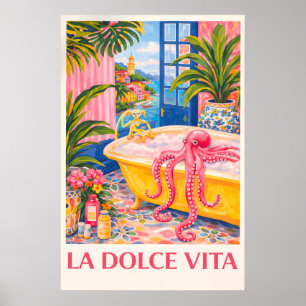 La Dolce Vita Tintenfisch-Druck, Italienische Küst Poster