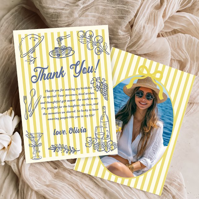 La Dolce Vita Yellow Stripes Thank You Card Einladung (Von Creator hochgeladen)