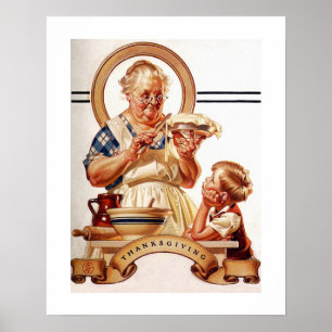 "La fabrication de tarte". Poster d'art Vintage Th