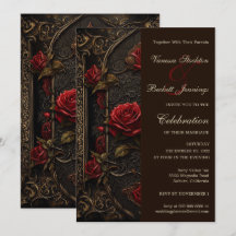 La Faire-part de mariage de la Rose rouge gothique