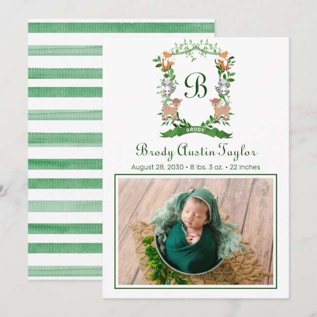 La Faire-part de naissance de crête des animaux fo (Devant / Derrière)