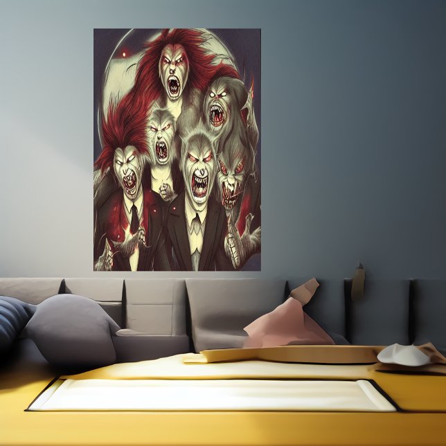 La famille des loups-garous | AI Art Poster (Créateur téléchargé)