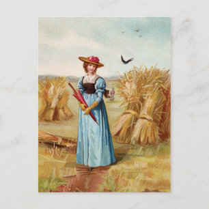 La femme dans le champ de blé - Carte postale