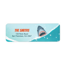 La fête de la piscine de requin Étiquettes de adre