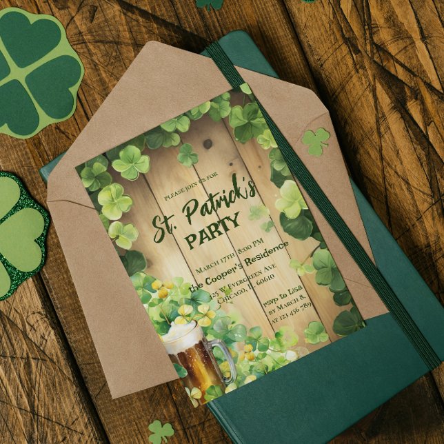 La Fête de la Saint-Patrick | Trèfle | Invitation  (Créateur téléchargé)