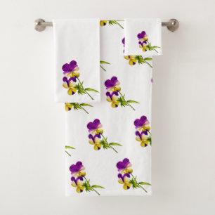 "La fête du Pansy" sur un ensemble de serviettes d