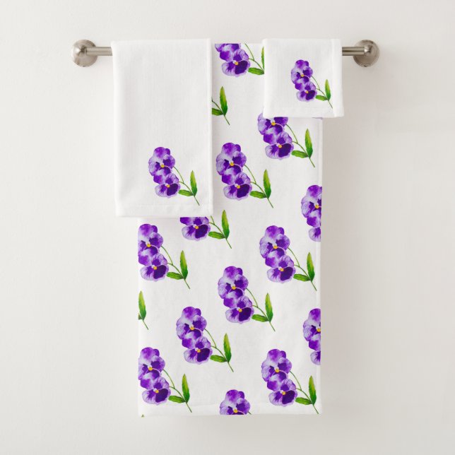 "La fête du Pansy" sur un ensemble de serviettes d (En situation)